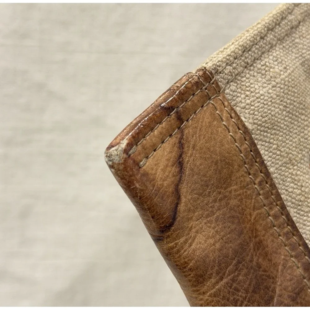 Vintage 80s Banana Republic Safari Linen & Leather Travel Pouch Strap Italy